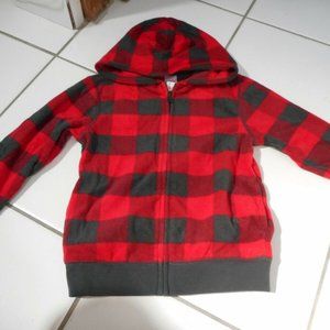 New GYMBOREE Boy 12 18 M Months Hoodie Jacket Fleece Plaid Red Gray